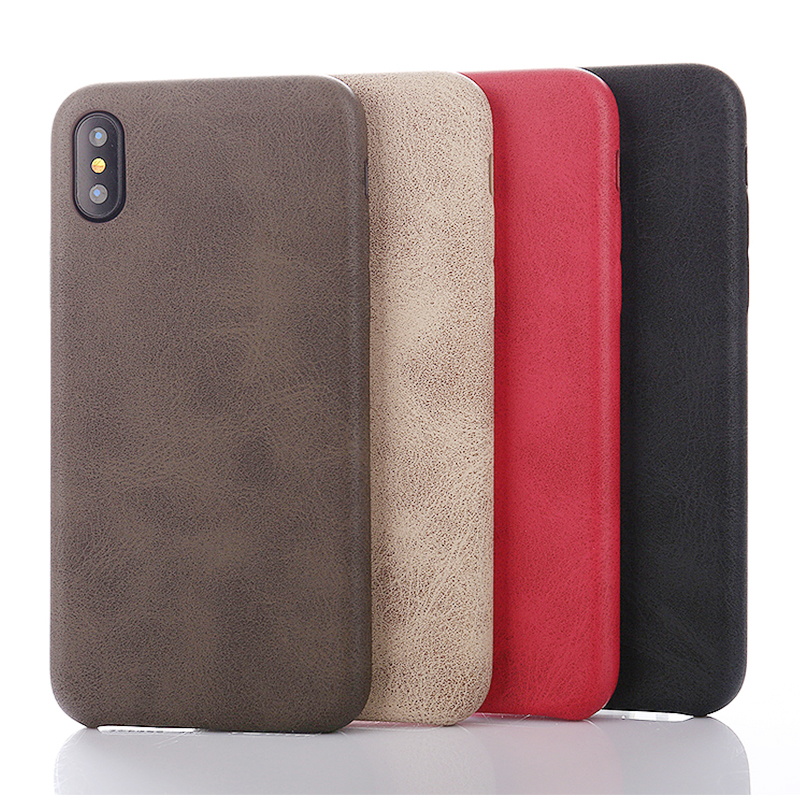 Ultra-Thin Retro PU Leather Soft Bump Shockproof Case Back Cover for iPhone XR - Red