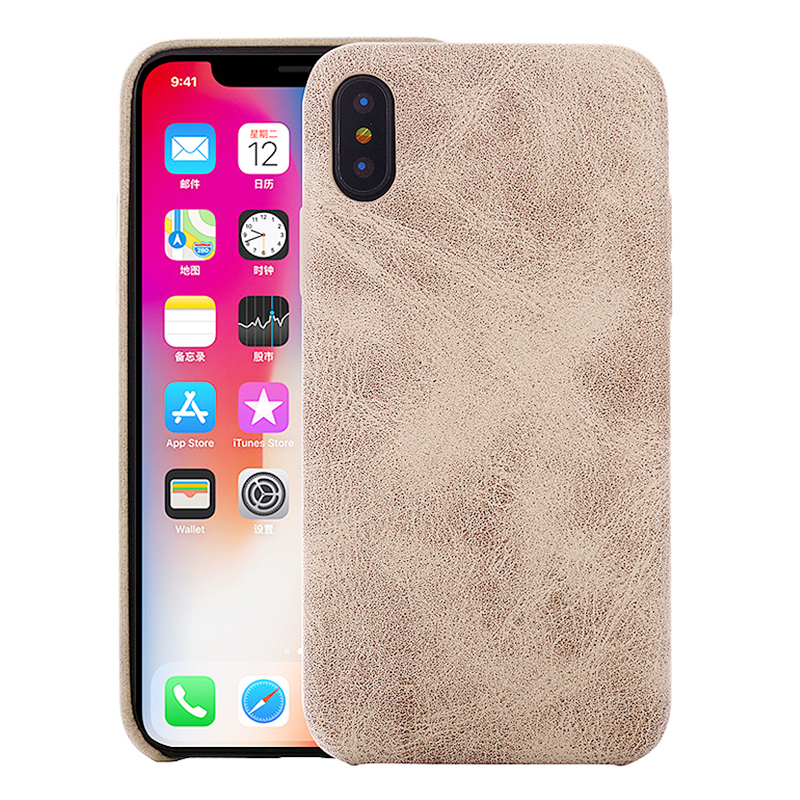 Ultra-Thin Retro PU Leather Soft Bump Shockproof Case Back Cover for iPhone XR - Beige