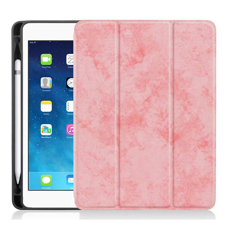 Ultra-Thin Universal Soft PU Leather Stand Cover Case With Pen Slot for iPad 2018 2017 9.7 - Pink
