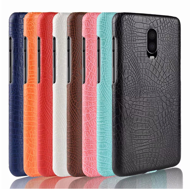 Crocodile Pattern PU Hard Shell Cellphone Case Cover For OnePlus 6T