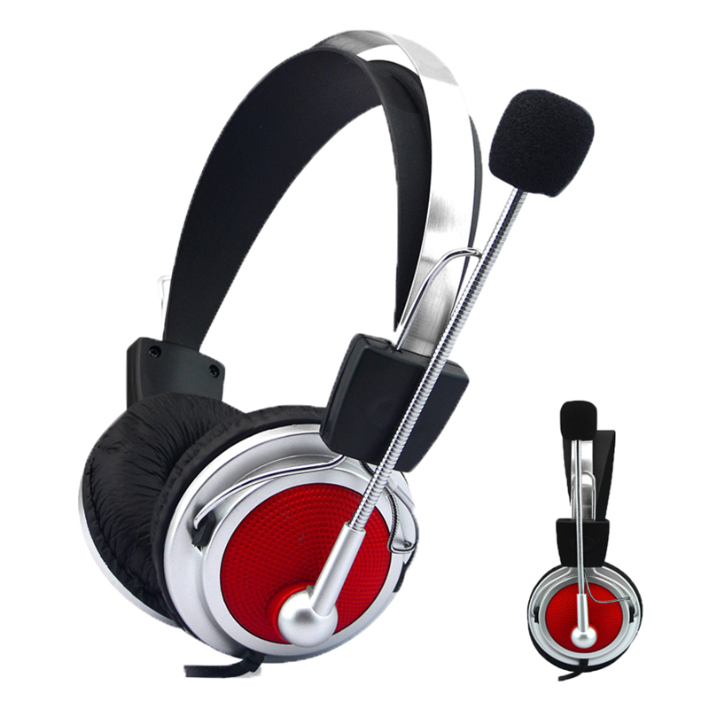 3.5mm Adjustable Gaming Headphones Stereo Noise-canceling Computer Headset - Red