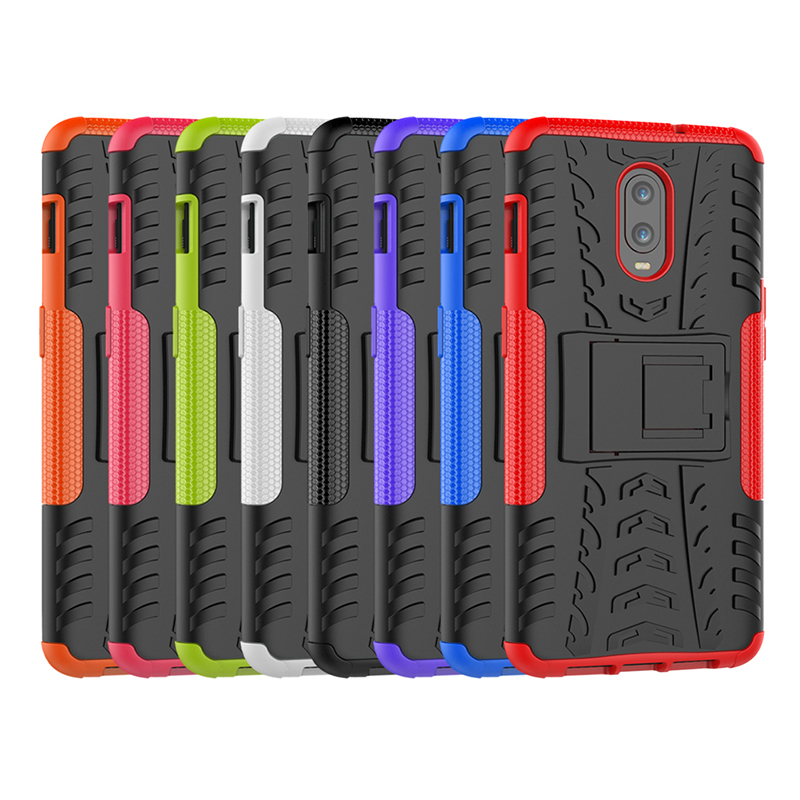 OnePlus 6T Heavy Duty Shockproof Cover Case with Kickstand Holder