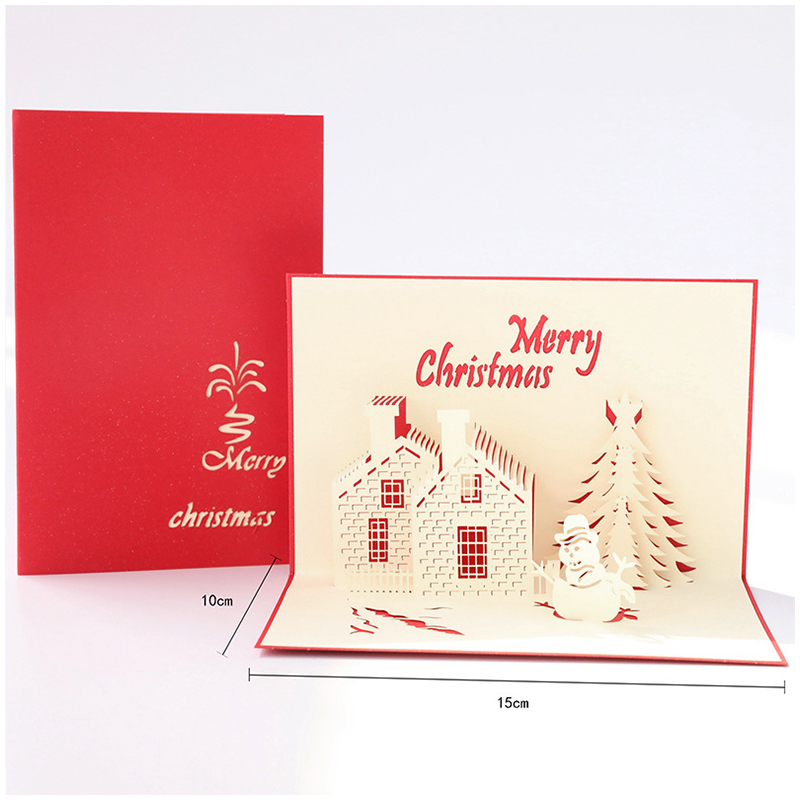 Creative Christmas Handmade 6D Cards Pop Up Holiday Greeting Cards Gifts