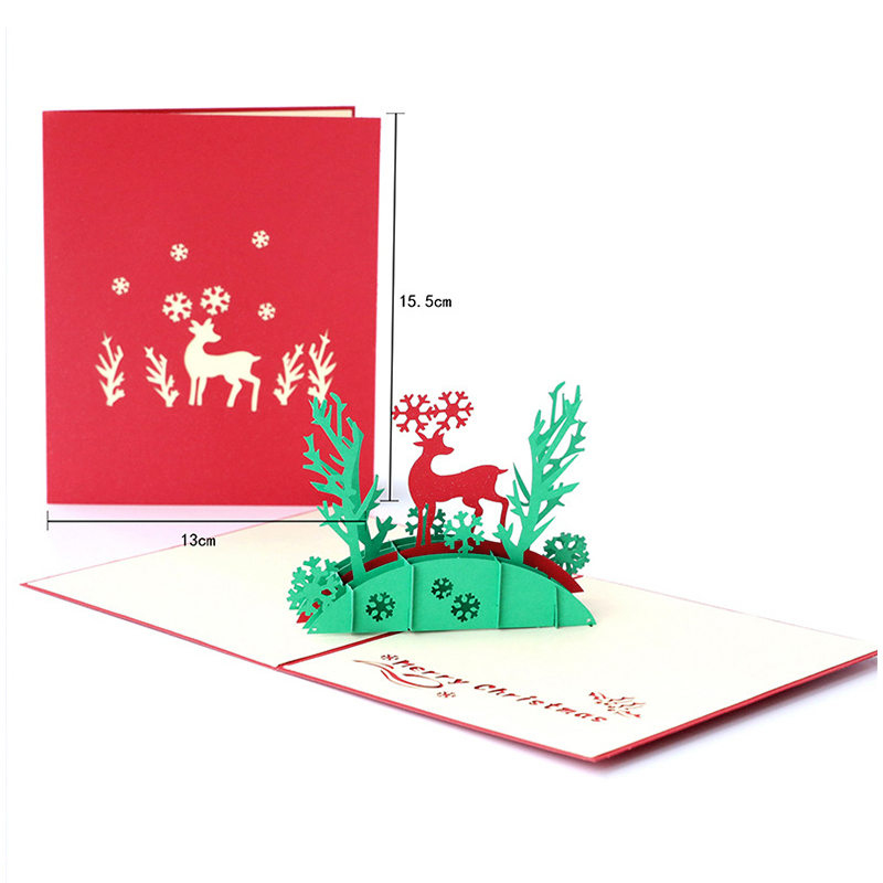Creative Christmas Handmade 5D Cards Pop Up Holiday Greeting Cards Gifts