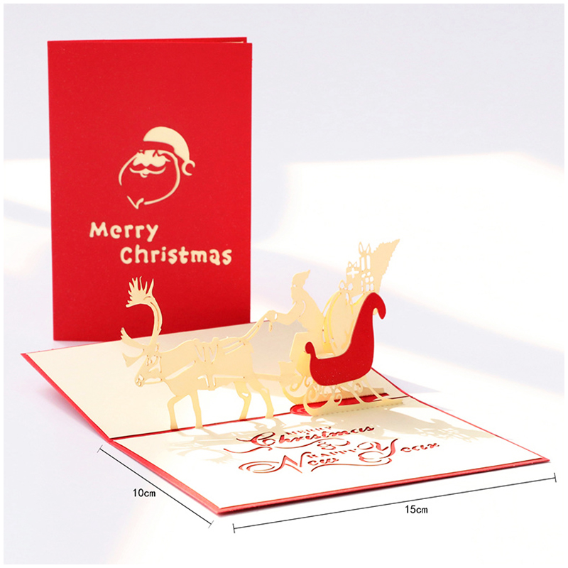Creative Christmas Handmade 4D Cards Pop Up Holiday Greeting Cards Gifts