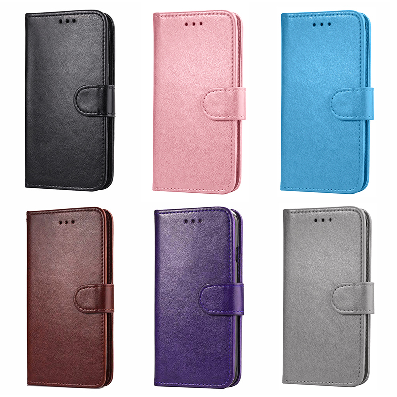 Simple Flip PU Leather Phone Case with Stand Wallet Phone Cover with Card Slot for iPhone XR