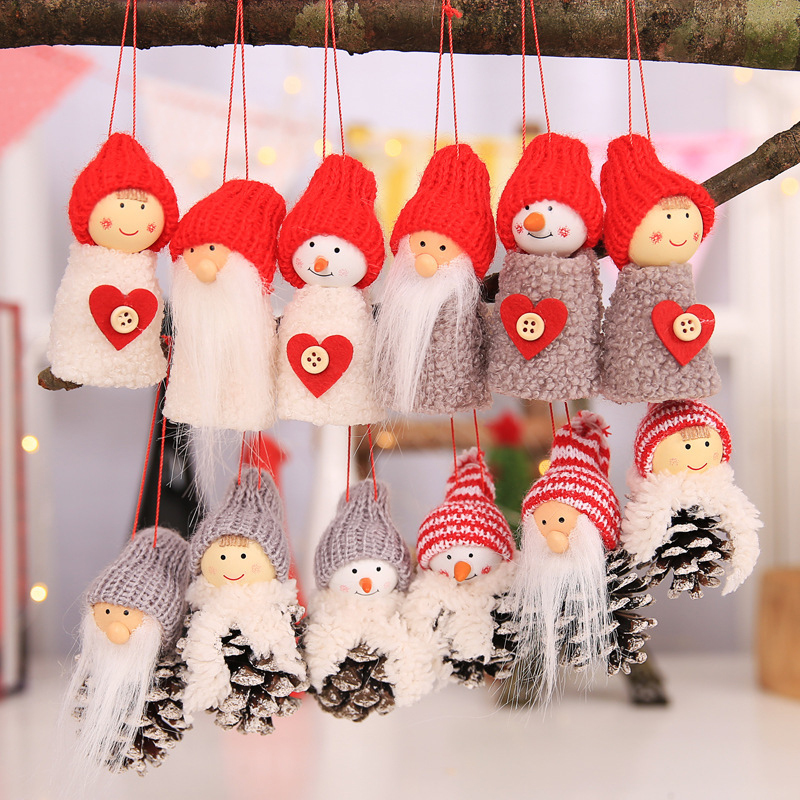 3Pcs/Set Santa Claus Christmas Hanging Ornaments Pine Cone Doll Gift Home Party Decorations