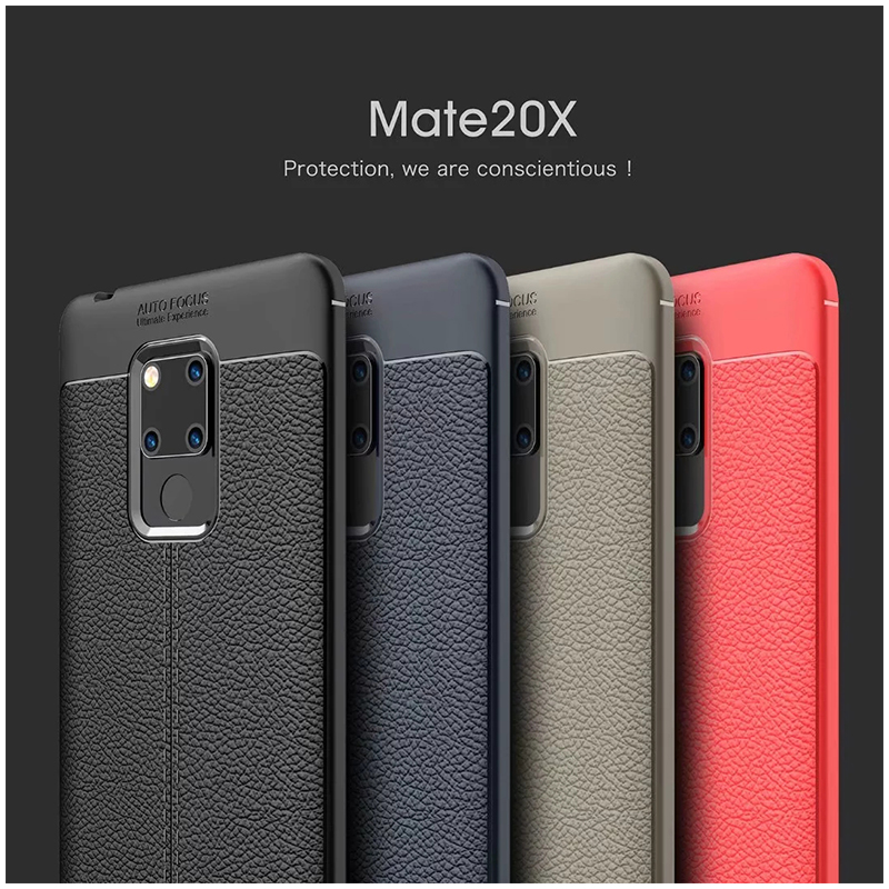 Soft TPU Litchi Texture Pattern Shockproof Phone Case Back Cover for Huawei Mate 20X