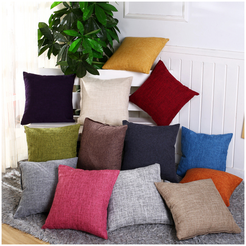 45x45cm Simple Modern Style Linen Cushion Case Square Home Sofa Car Nap Pillow Cover
