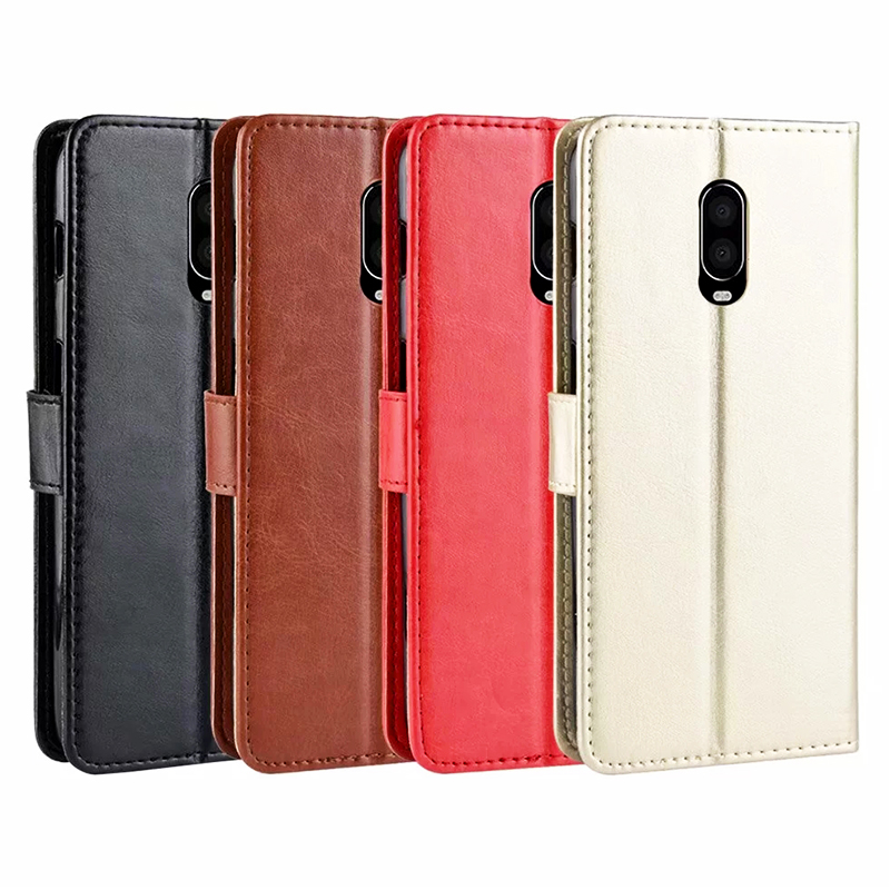 Grainy PU Leather Wallet Flip Stand Phone Case Mobile Phone Cover for Oneplus 6T