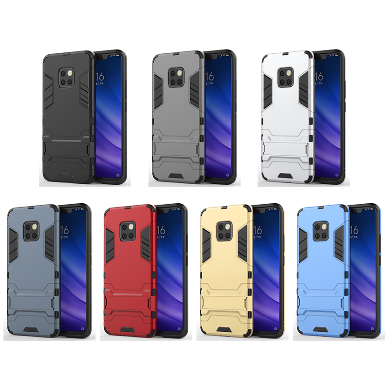 Hybrid TPU PC Iron Man Rugged Armor Matte Case Cover with Kickstand for Huawei Mate 20 Pro