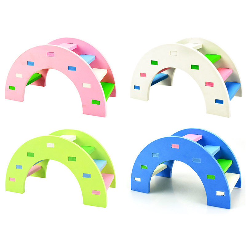 Pet Wooden Toy Rainbow Bridge for Guinea Pig Hamster Physical Small Pet Training Toys Size L