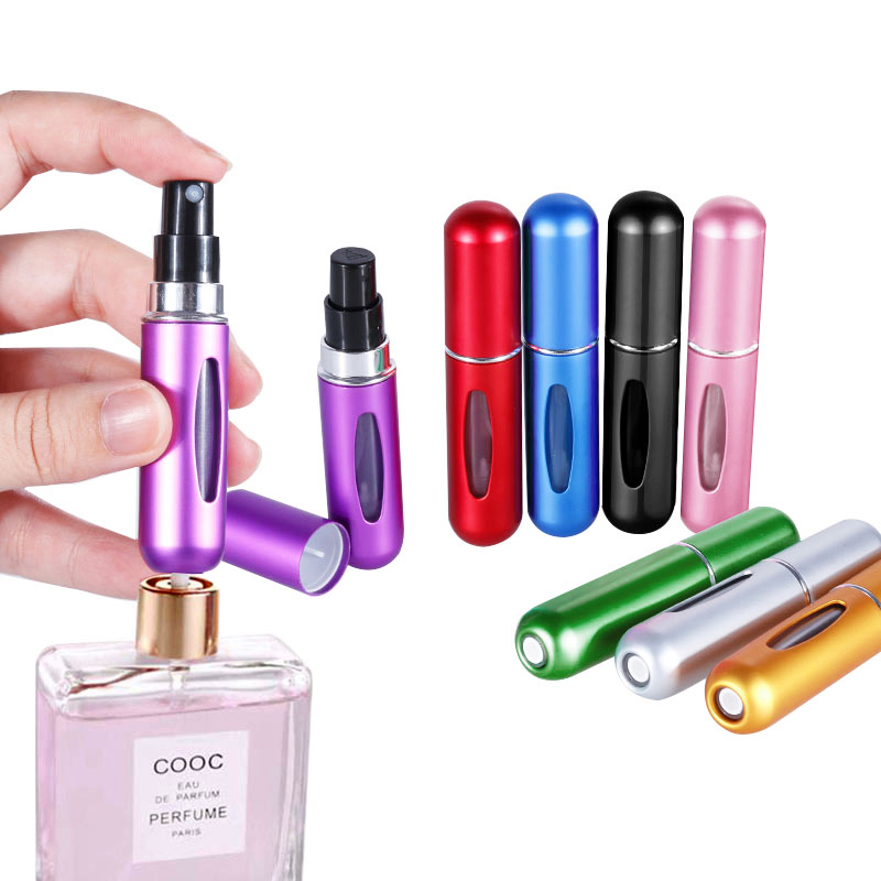 5ml Portable Mini Refillable Perfume Bottle Spray Round Tube Pump Empty Cosmetic Container Atomizer Scent Bottle for Travel