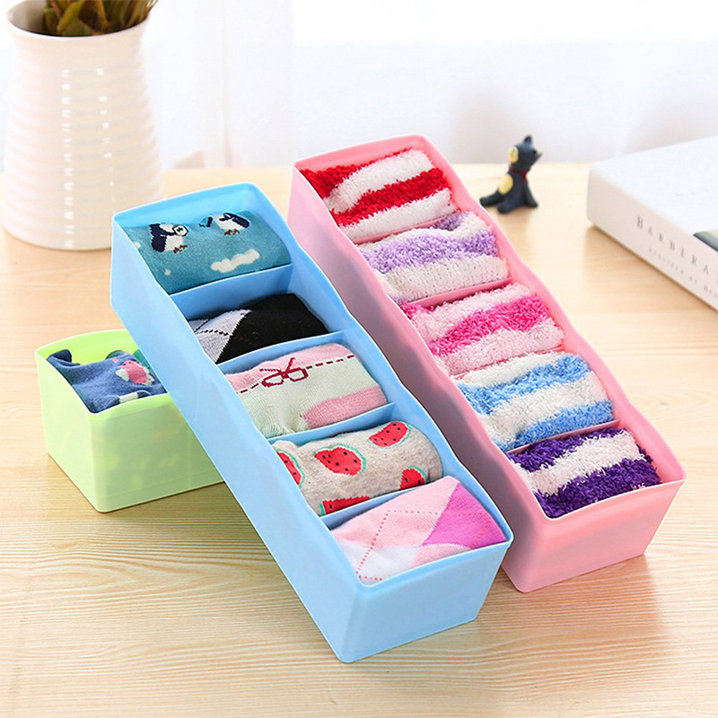 Five Lattice Plastic Drawer Storage Boxes Socks Underwear Lingerie Organizer Makeup Bra Home Daily Box divider