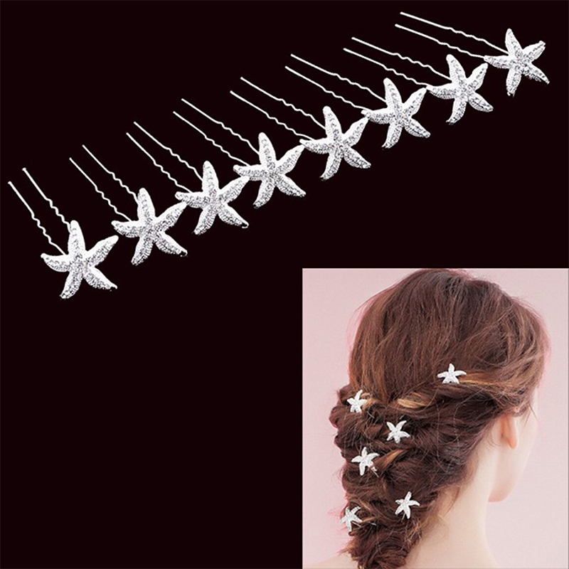 20pcs Pearl Rhinestone Alloy Flower Daisy Bride Hair Pins Wedding Hair Clips Pins Headdress - Starfish