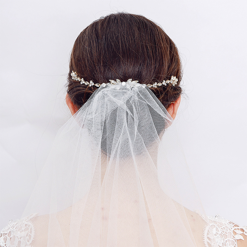 Wedding Pearl Rhinestone Crystal Flower Hair Clip Comb Bridal Headdress Alloy Accessories - HS-J4549