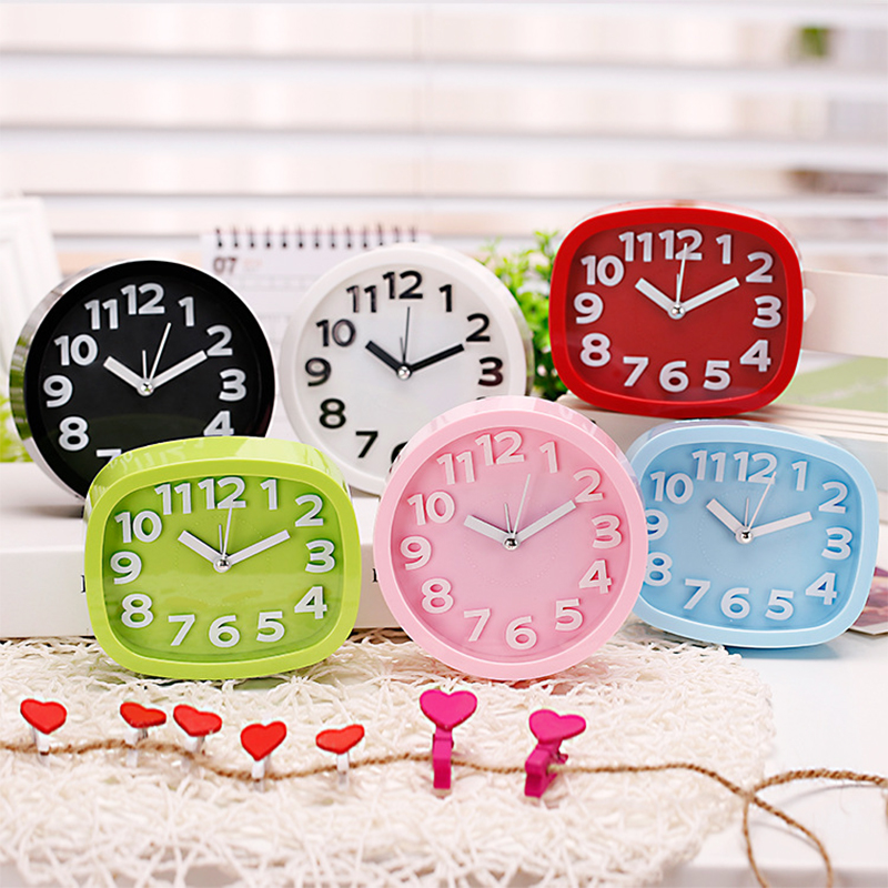 Cartoon Cute Alarm Clock Simple Design Candy Colour Desktop Bedside Alarm Clock Rectangle