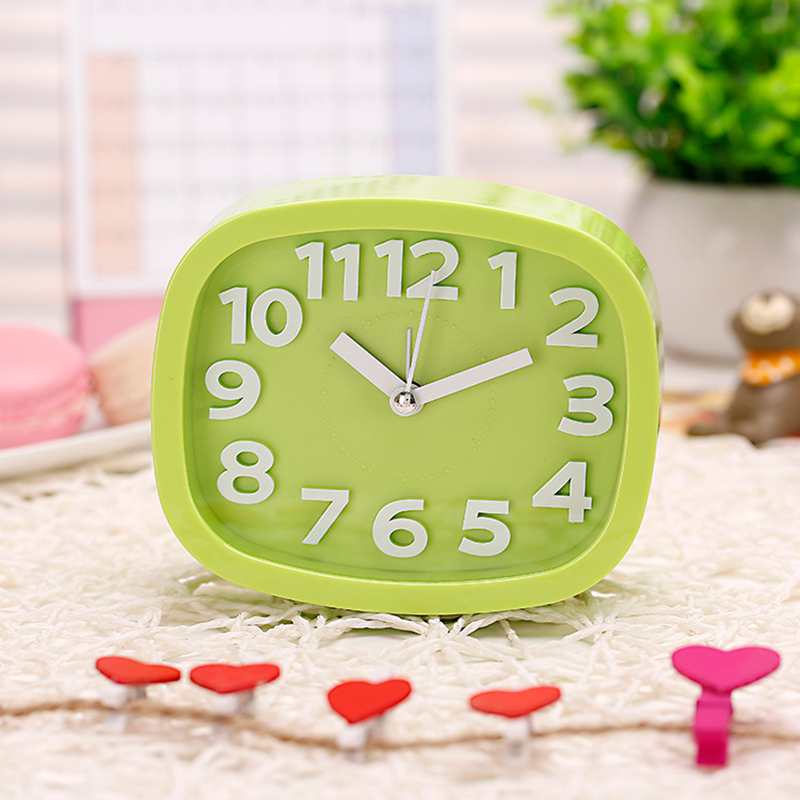 Cartoon Cute Alarm Clock Simple Design Candy Colour Desktop Bedside Alarm Clock Rectangle