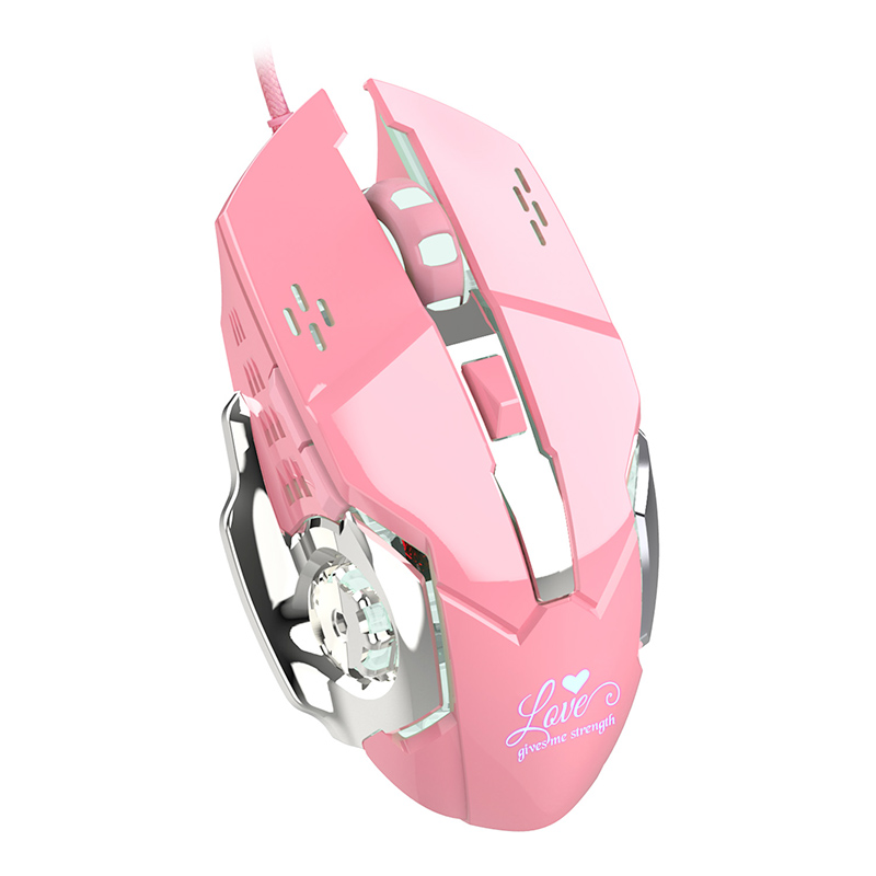 Metal Texture USB 6 Keys Optical Wired Gaming Mouse Four-way Wheel Destop Mouse