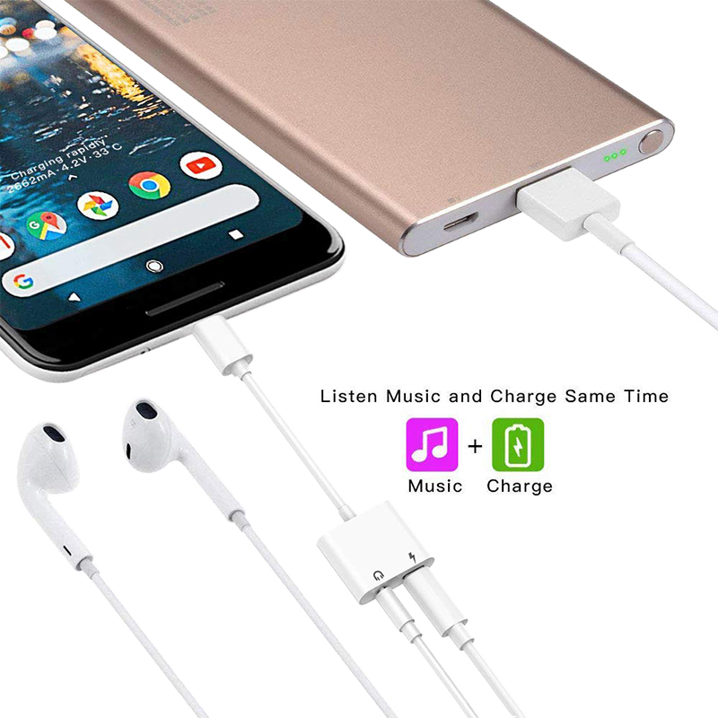 Male USB Type C to 3.5mm Headphone Jack and Charging Port Adapter for Phone Speaker Headphone MacBook Pro