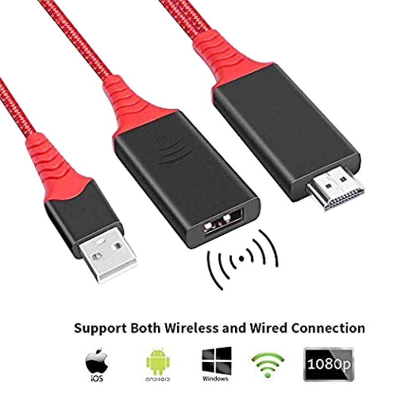 Phone to HDTV Cable Wireless Wired Display Dongle Projector Connector for iOS Android Tablet