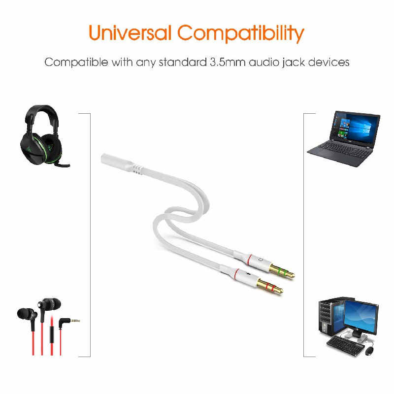3.5 mm Jack 2 Male Gold-plated Headphone Microphone Audio Y Splitter Display Cable