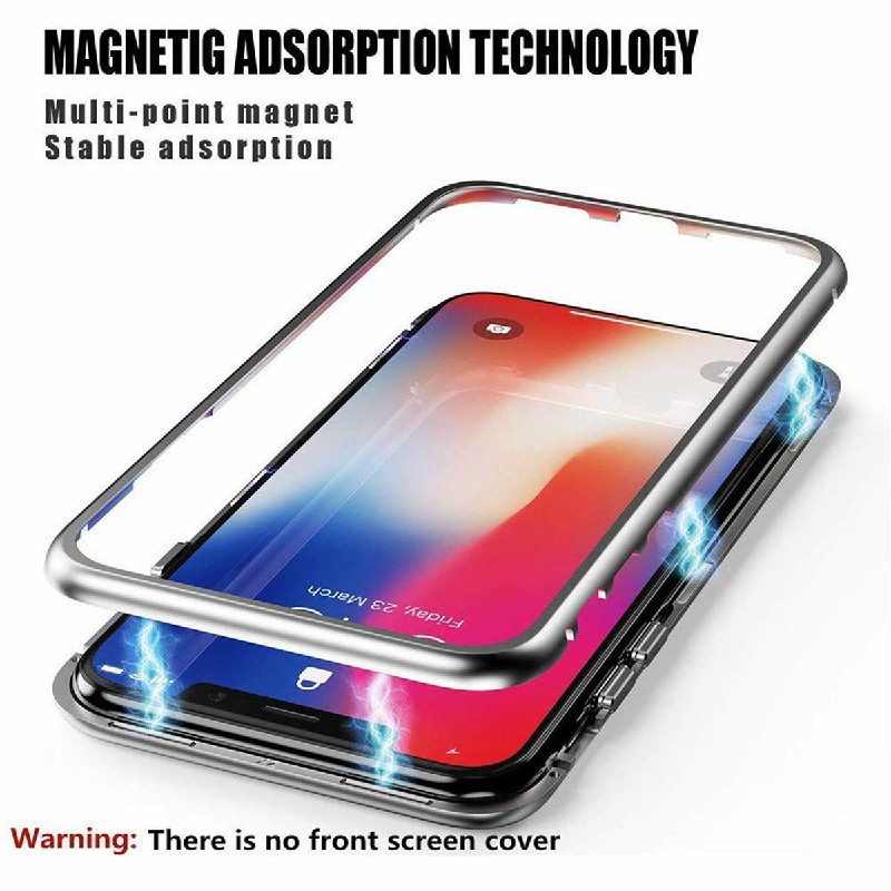 Magnetic Adsorption Metal Edge Phone Case Tempered Glass Back Case and Screen Protector for iPhone XS Max