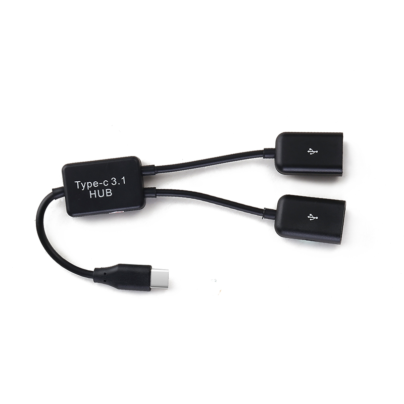 Type C Male to Dual 2.0 Female USB 3.1 OTG Charger 2 Port HUB Cable Cord