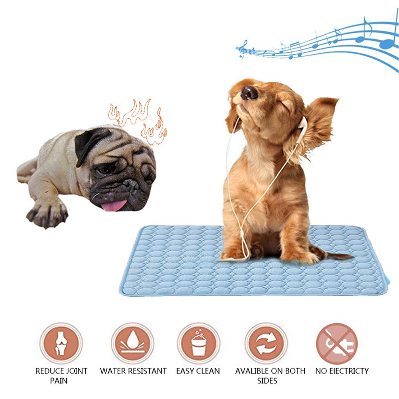 Non-slip Summer Pet Bed Cooling Mat for Dog and Cat Car Seat Pad for Home Travel Use Blue