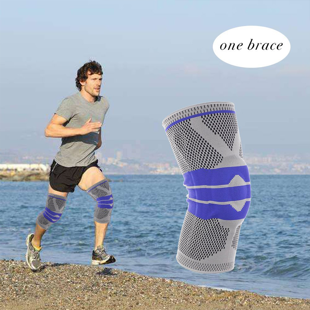 Knitted Breathable Knee Support Sports High Compression Pad Knee Sleeve Nylon Silicon Brace