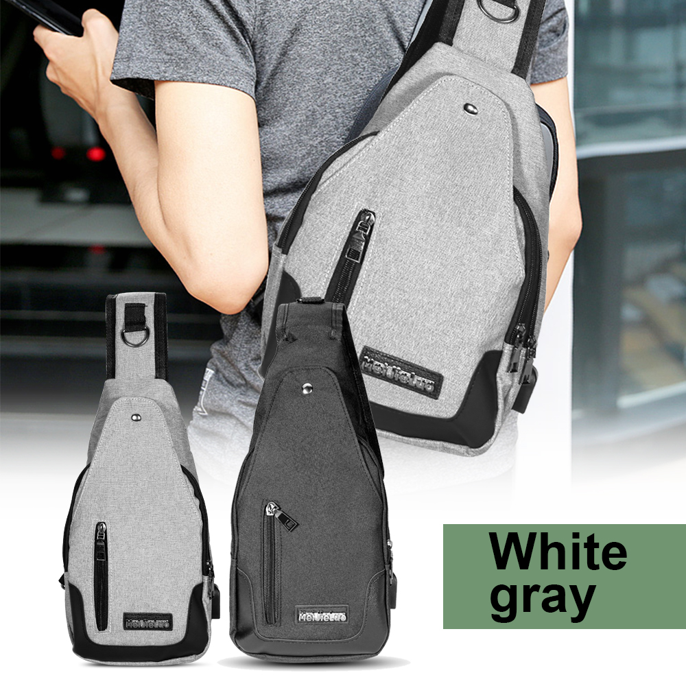 Men's USB Charging Chest Pack Anti Theft Travel Sport Messenger Single Shoulder Waist Bag