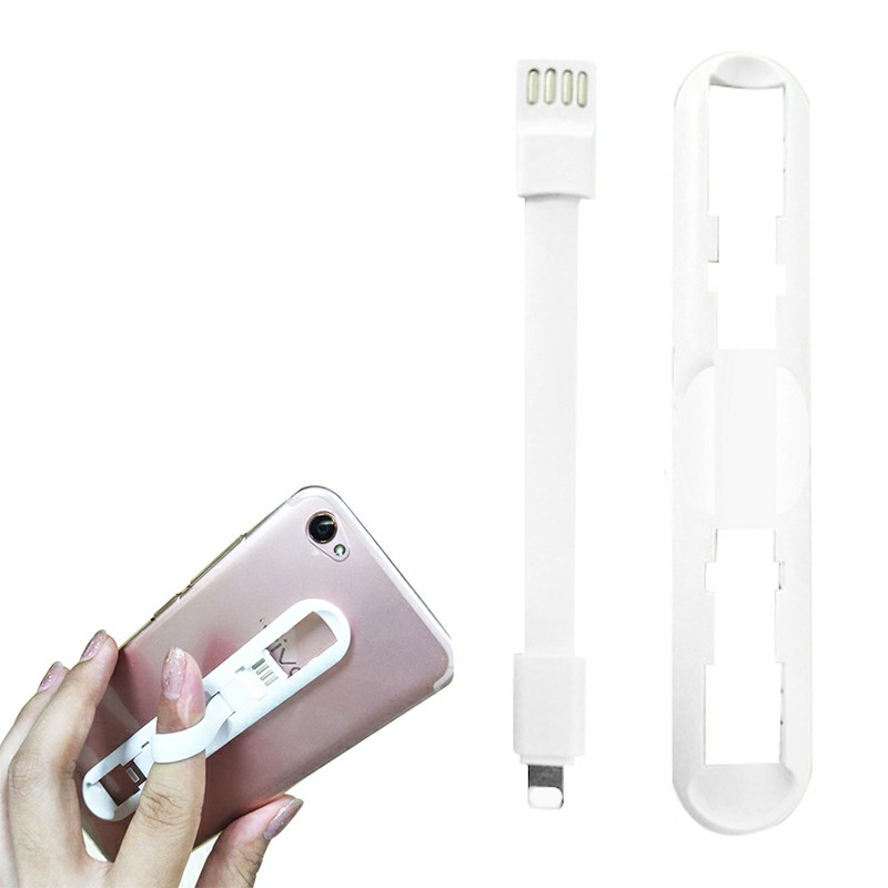 Creative Multi-function 8 pin Charging Data Cable with Mobile Phone Car Holder Function - White