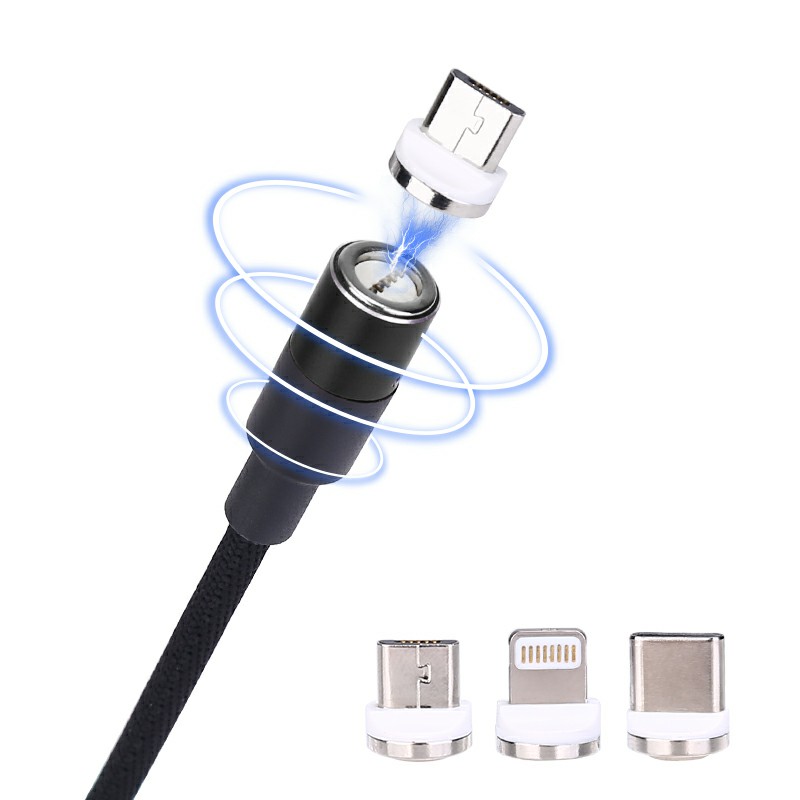 3 in 1 Phone Charging Cable Universal Cellphone Removeable LED Magnetic Connector Data Cable - Gold