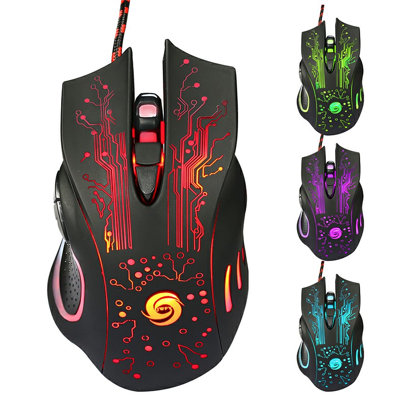 A885 5500dpi 6 Keys Optical Wired LED Gaming Mouse Glowing Esports Mouse