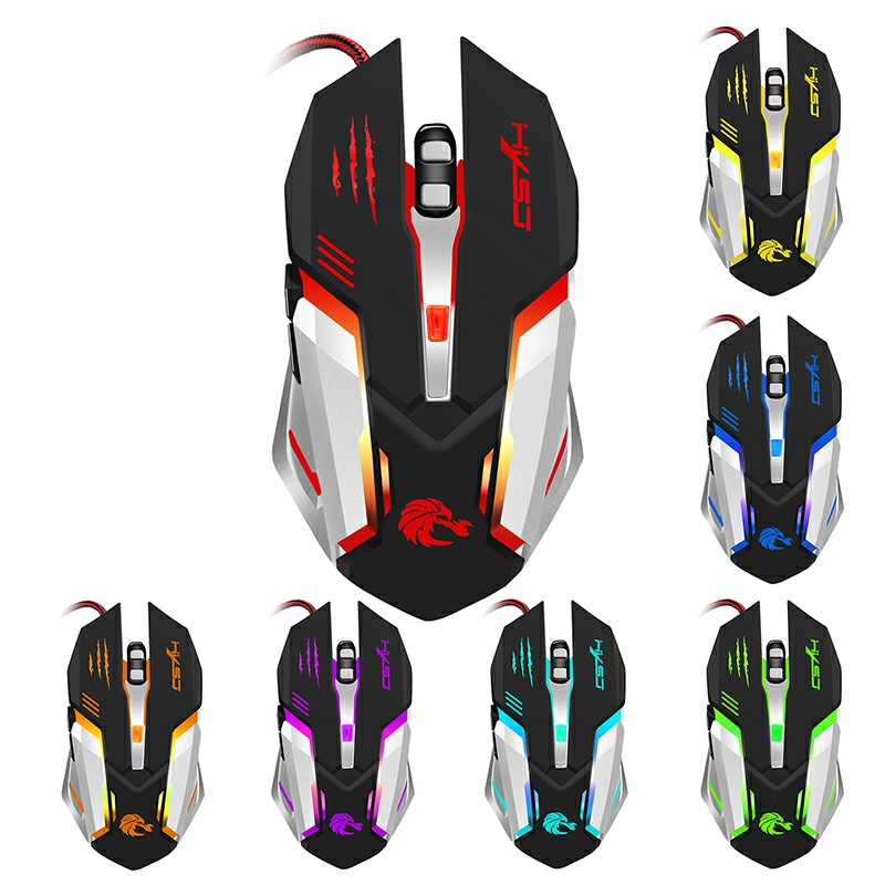 S100 Professional Gaming Mouse with 7 Bright Colors LED Backlit 5500 dpi Optical Wired Gaming Mouse