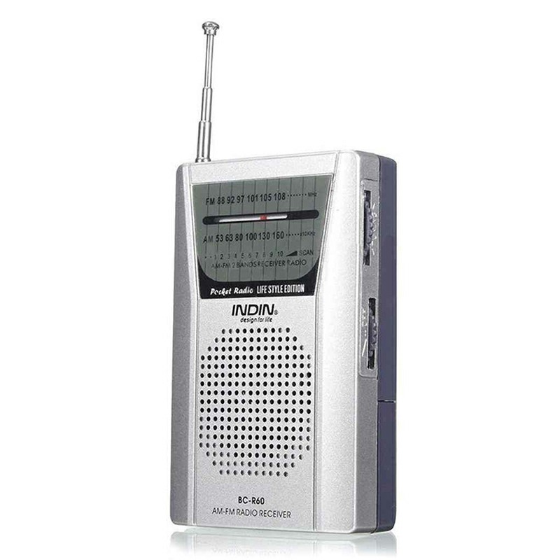 BC-R60 Pocket Portable Radio Telescopic Antenna Mini AM/FM 2-Band Radio World Receiver