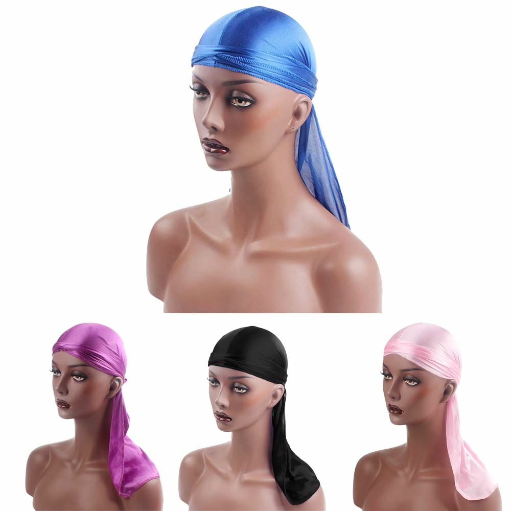 Fashion Unisex Men and Women Headscarf Headdress Bandana Durag Headwear Faux Soft Silk Pirate Cap Wrap