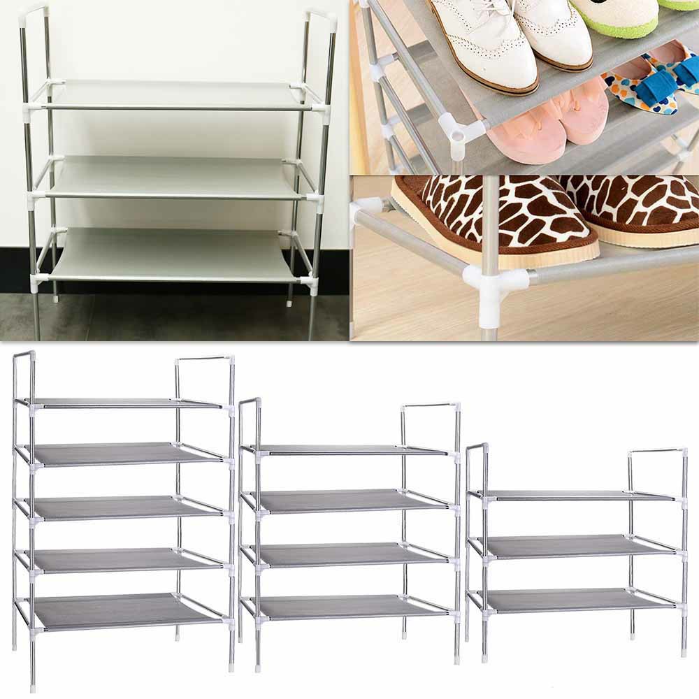 3/4/5 Tier Shelf Shoe Rack Nonwoven Shoes Storage Organiser for 15/25/50 Pairs of Shoes - 3 Tier