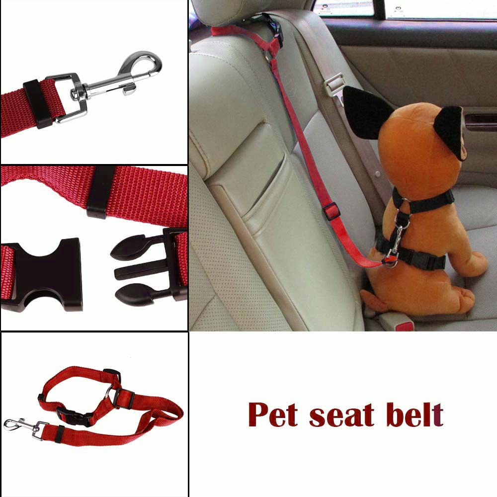 Dog Pet Adjustable Car Safety Seat Belt Harness Travel Lead Restraint Leash Belt Traction Rope