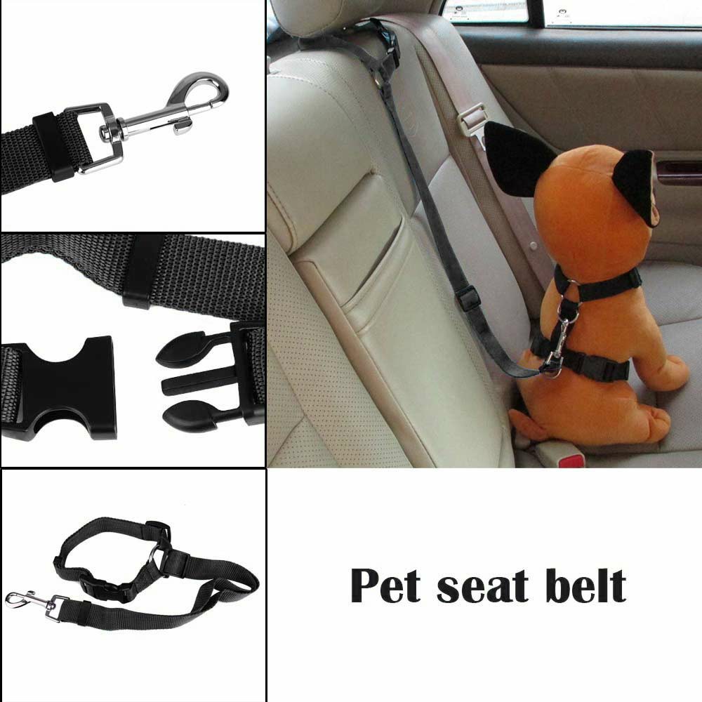 Dog Pet Adjustable Car Safety Seat Belt Harness Travel Lead Restraint Leash Belt Traction Rope