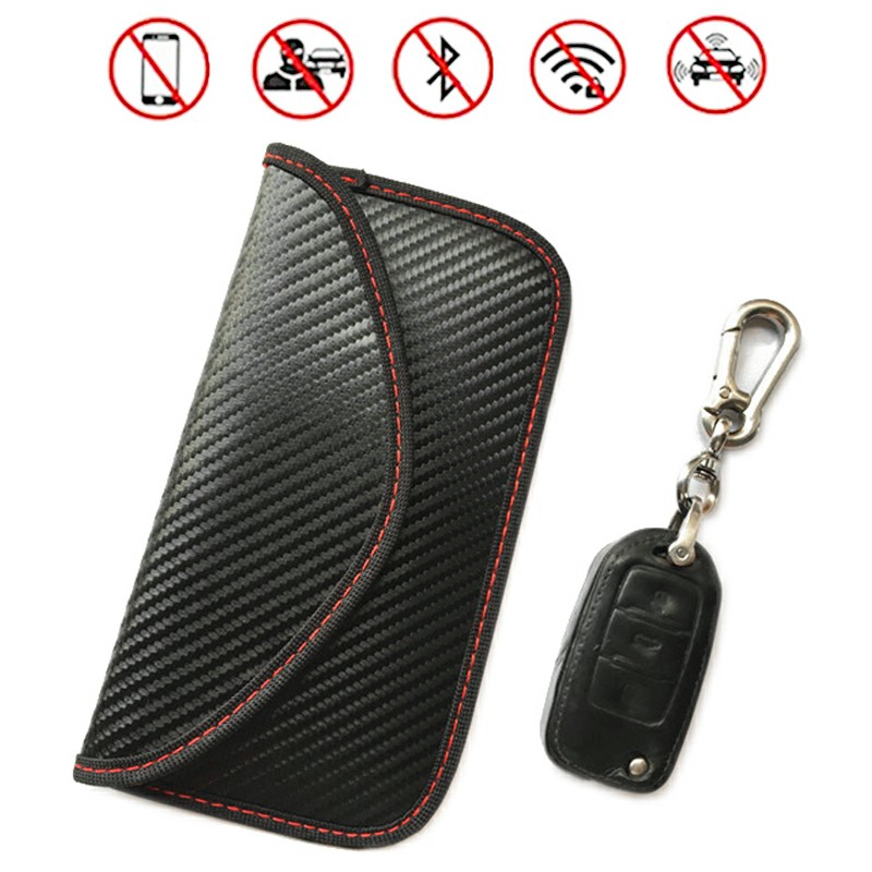 Carbon Fiber Signal Blocker Case Fob Pouch Faraday RFID Blocking Pouch Shielding Bag for Cellphone Car Remote