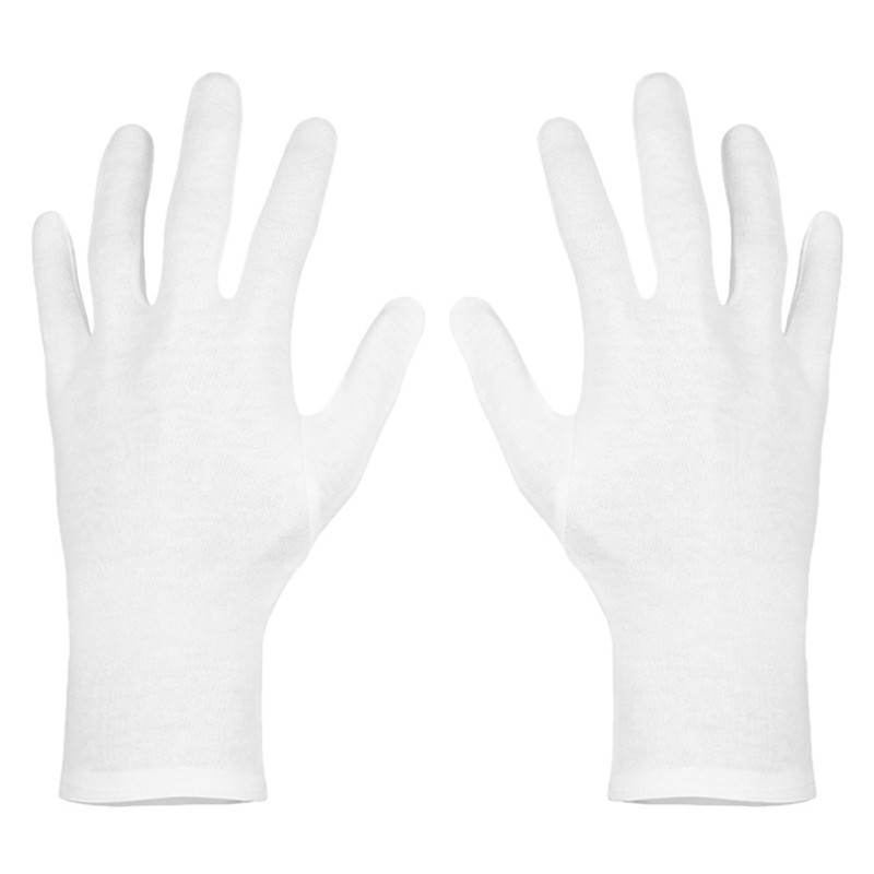 12 Pairs Washable Reusable White Cotton Gloves Cloth Serving Gloves for Men and Women - L