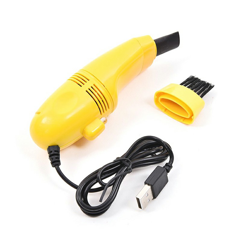 Mini USB Keyboard Vacuum Cleaner with Mini Brush Dust Cleaning Kit - Yellow