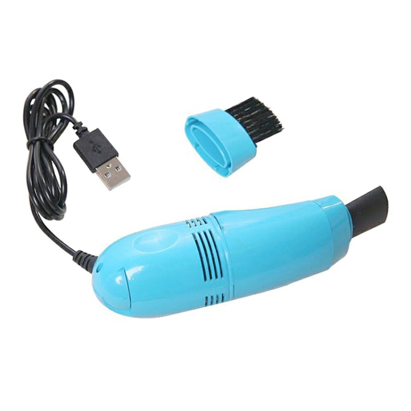 Mini USB Keyboard Vacuum Cleaner with Mini Brush Dust Cleaning Kit - Light Blue