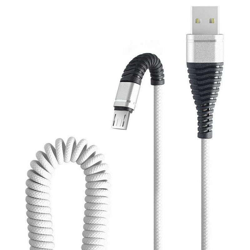 Micro USB Spring Curly PU Charger Cable Charging Cable for Android Cellphones