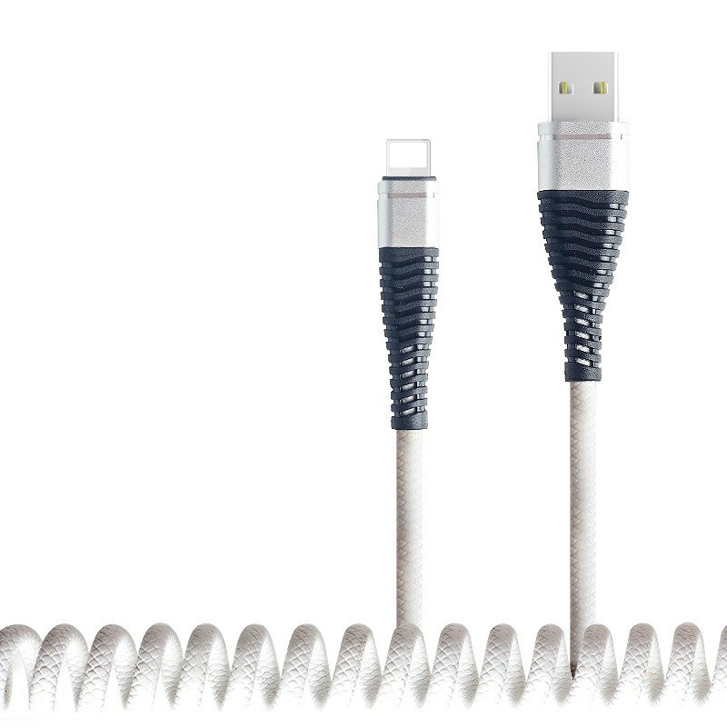 8 pin Spring Curly PU Charger Cable PU Charging Cable for iPhones