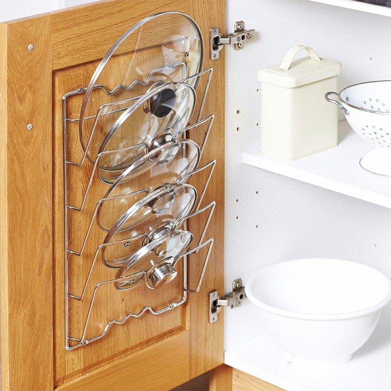 Cupboard Saucepans Pan Lids Storage Rack and Holder Kitchen Organizational Rack Holds 5 Lids