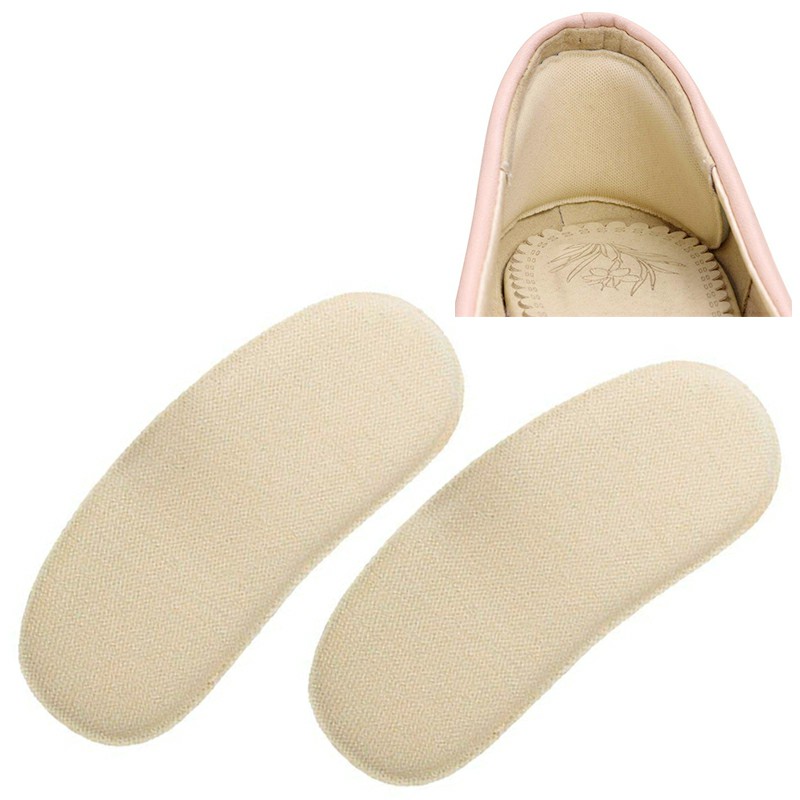 One Pair Sticky Spongy Heel Grips Insoles Inserts Shoe Pads - Beige