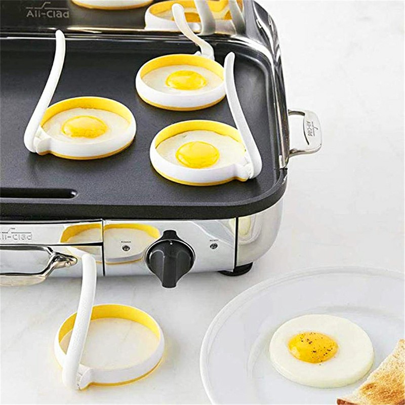 2pcs Round Silicone Fried Egg Rings Mold with Anti-scalding Handle Eggs Frying Omelette Pancake