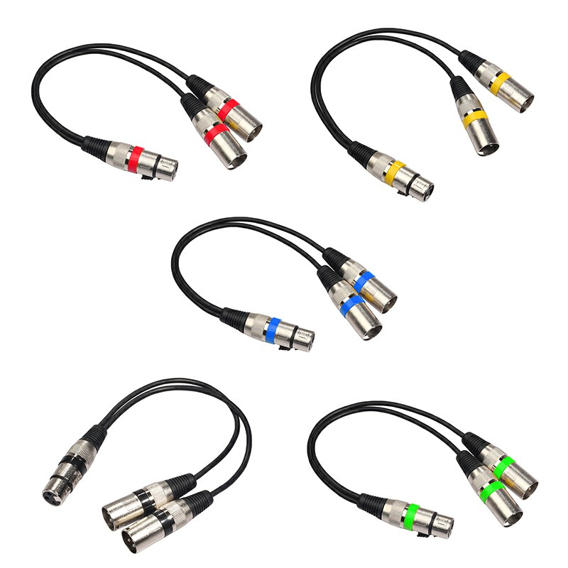 UEB 3P XLR Female Jack to Dual 2 Male Plug Y Splitter Adapter Cord Cable